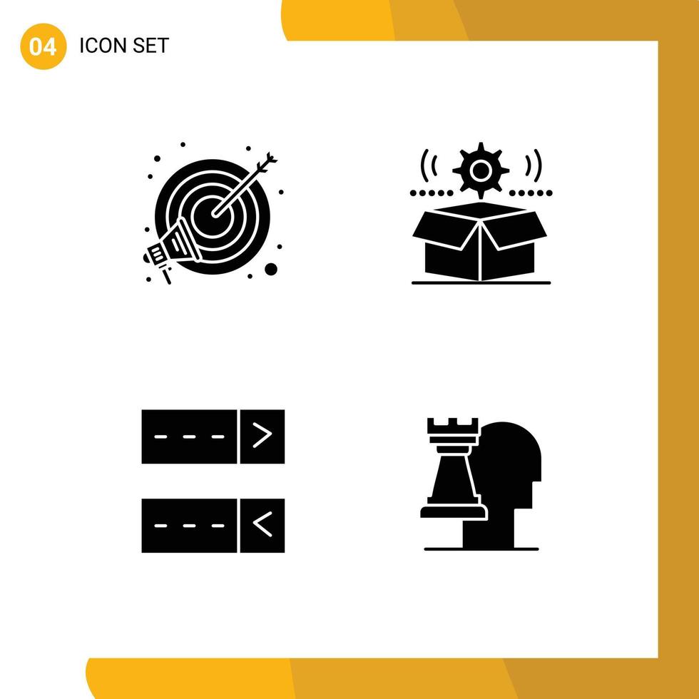 4 Universal Solid Glyphs Set for Web and Mobile Applications goal login marketing wheel protect Editable Vector Design Elements