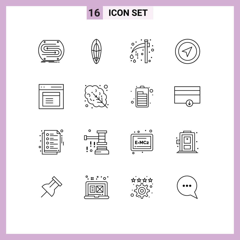 Pictogram Set of 16 Simple Outlines of pin map surfing location holiday Editable Vector Design Elements