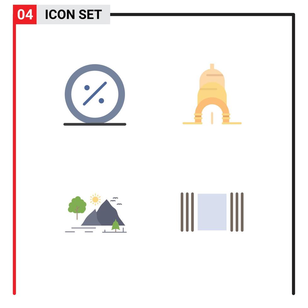 Pictogram Set of 4 Simple Flat Icons of commerce hill commerce chrysler nature Editable Vector Design Elements