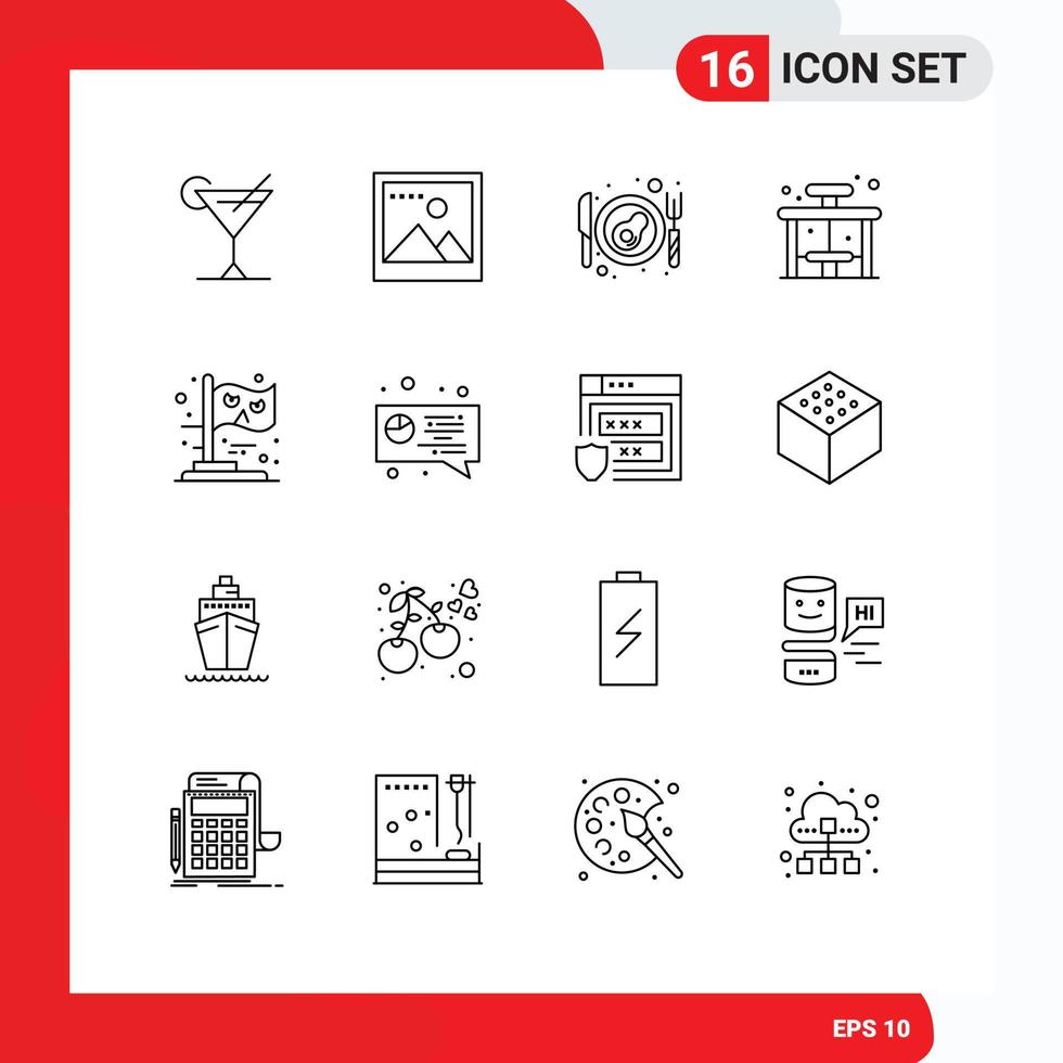 Universal Icon Symbols Group of 16 Modern Outlines of chat party egg halloween stop Editable Vector Design Elements
