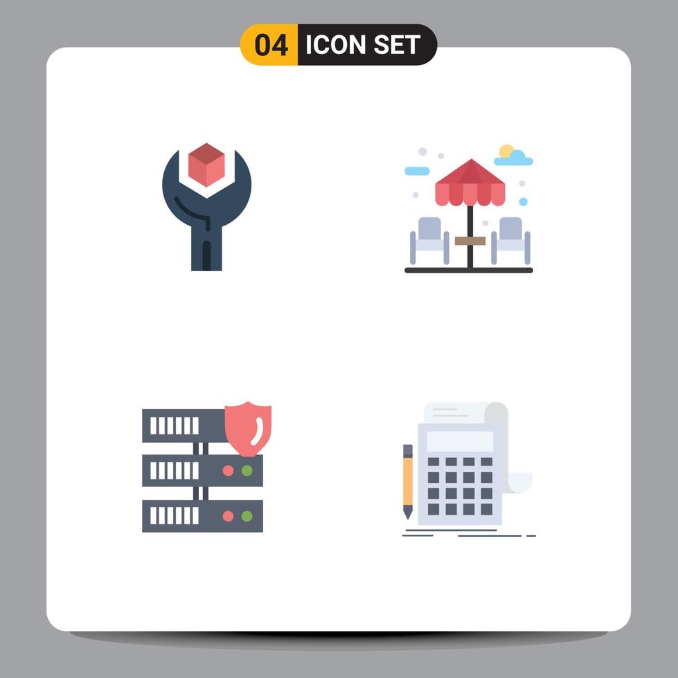 Mobile Interface Flat Icon Set of 4 Pictograms of config network sdk water security Editable Vector Design Elements