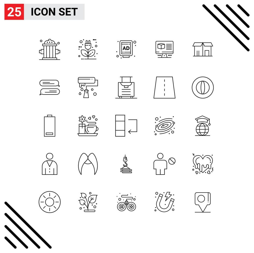 Modern Set of 25 Lines and symbols such as market monitore energy internet computer Editable Vector Design Elements