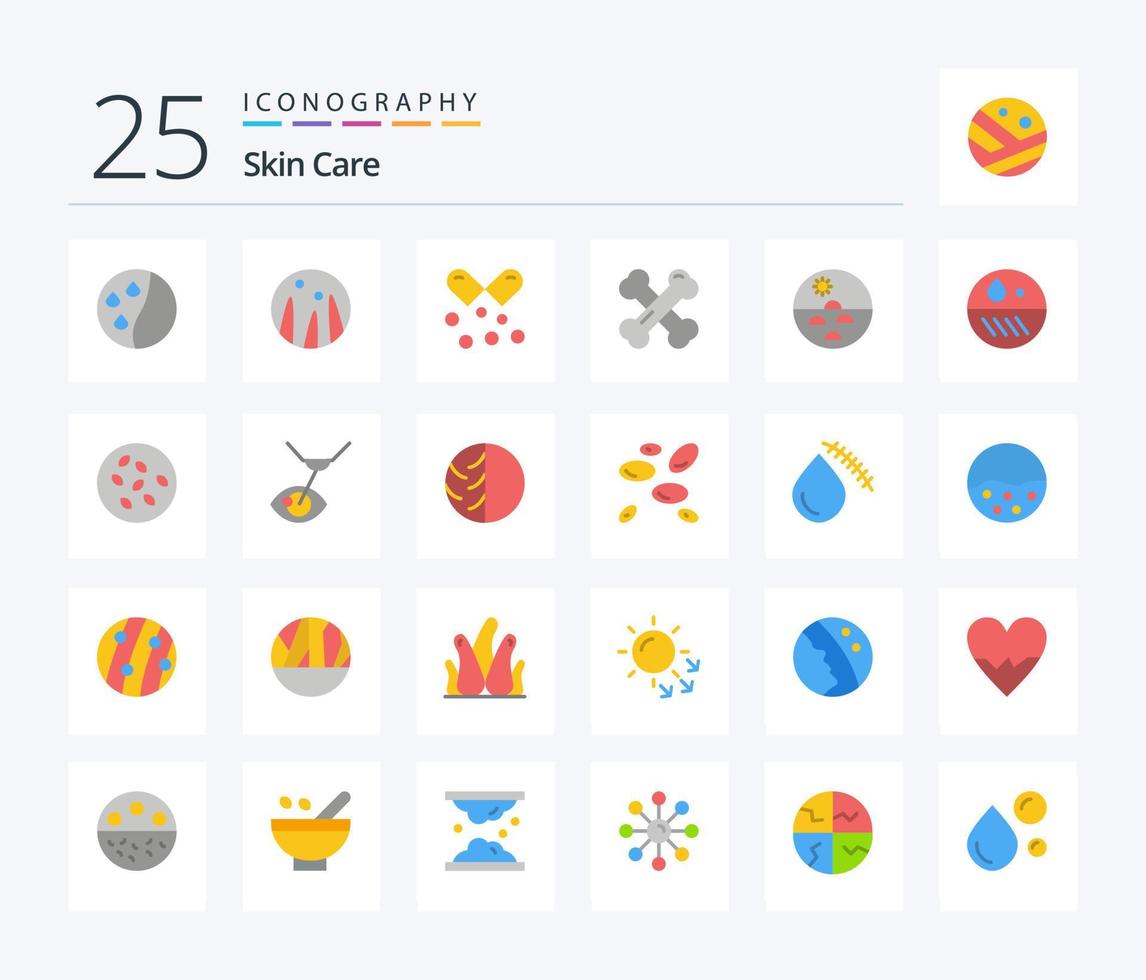 Skin 25 Flat Color icon pack including dermatologist. skin care. bone health. skin. dermatology vector