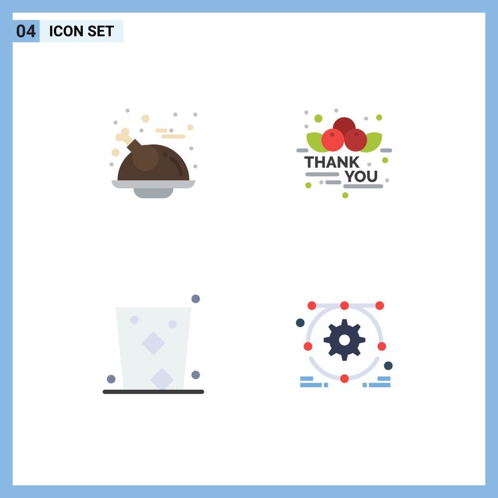 Universal Icon Symbols Group of 4 Modern Flat Icons of holiday celebrate chicken message glass Editable Vector Design Elements