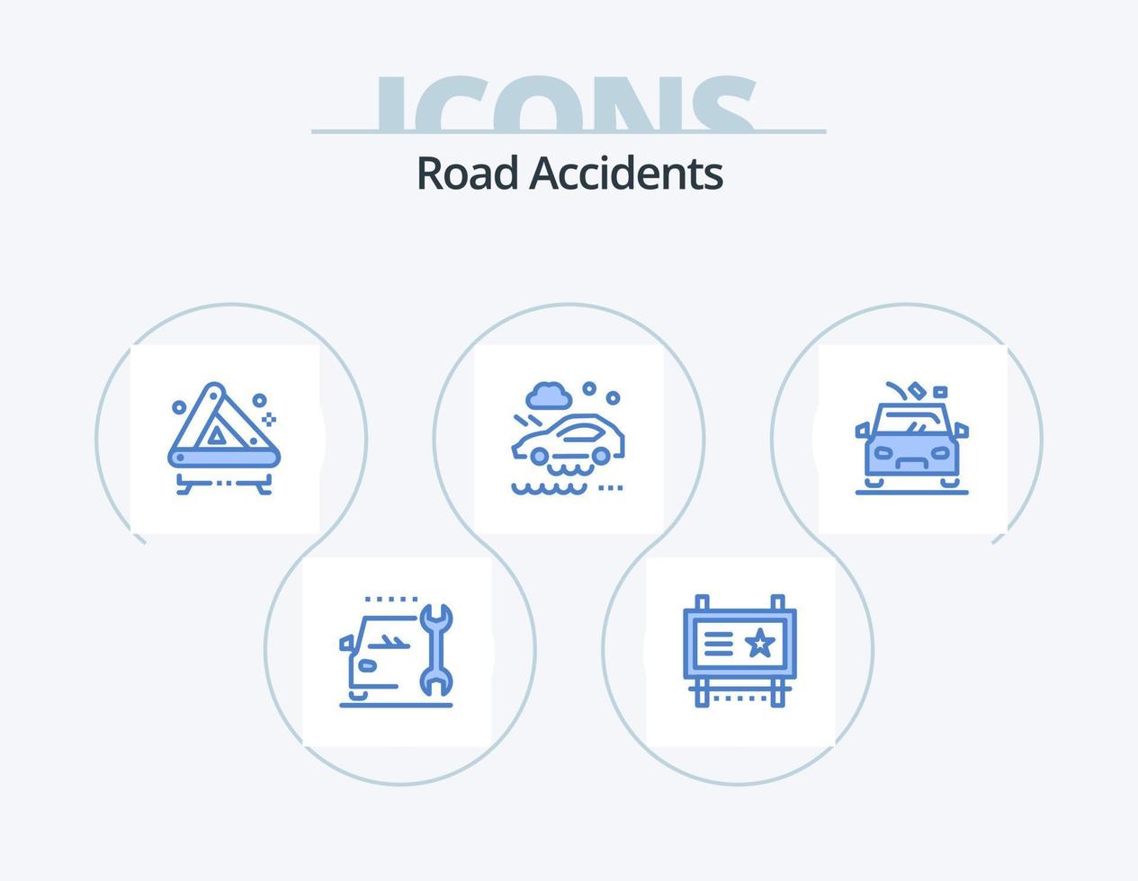 la carretera accidentes azul icono paquete 5 5 icono diseño. coche. lluvia. la carretera publicidad. coche. firmar vector