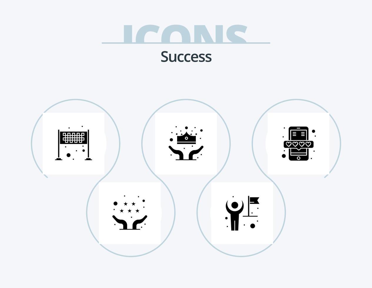 Sucess Glyph Icon Pack 5 Icon Design. hand. care. user. winner. finish symbol vector