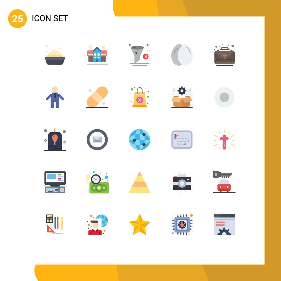 Universal Icon Symbols Group of 25 Modern Flat Colors of case life delete egg trash Editable Vector Design Elements