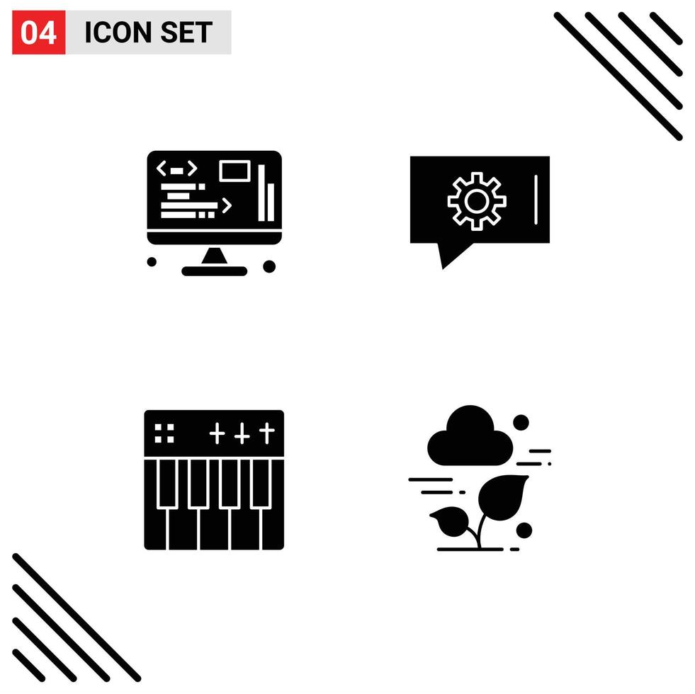 Solid Glyph Pack of 4 Universal Symbols of data holiday web chat support piano Editable Vector Design Elements