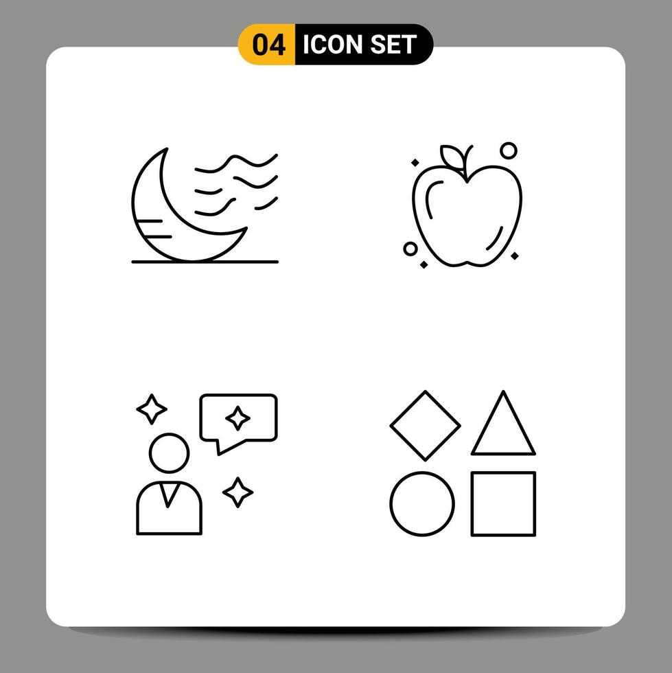 Group of 4 Filledline Flat Colors Signs and Symbols for climate chatting sleep food bricks Editable Vector Design Elements