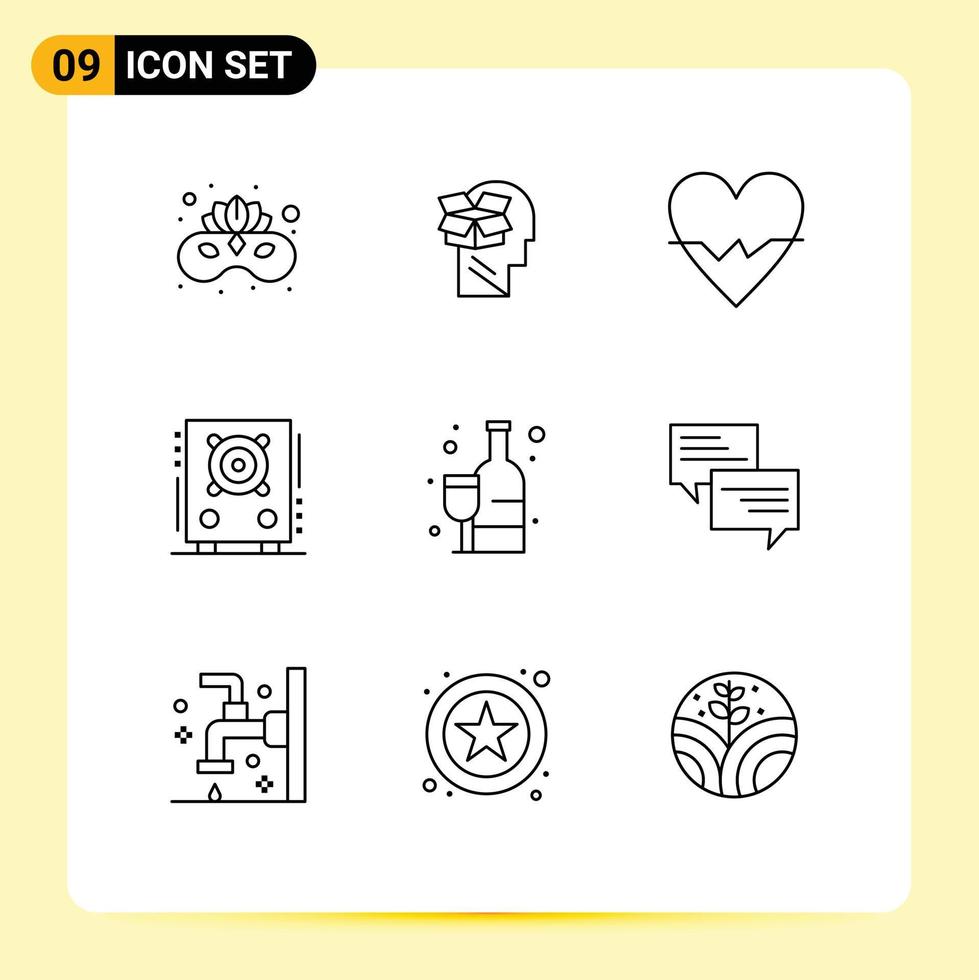 9 Universal Outline Signs Symbols of shopping party male loudspeaker skin Editable Vector Design Elements
