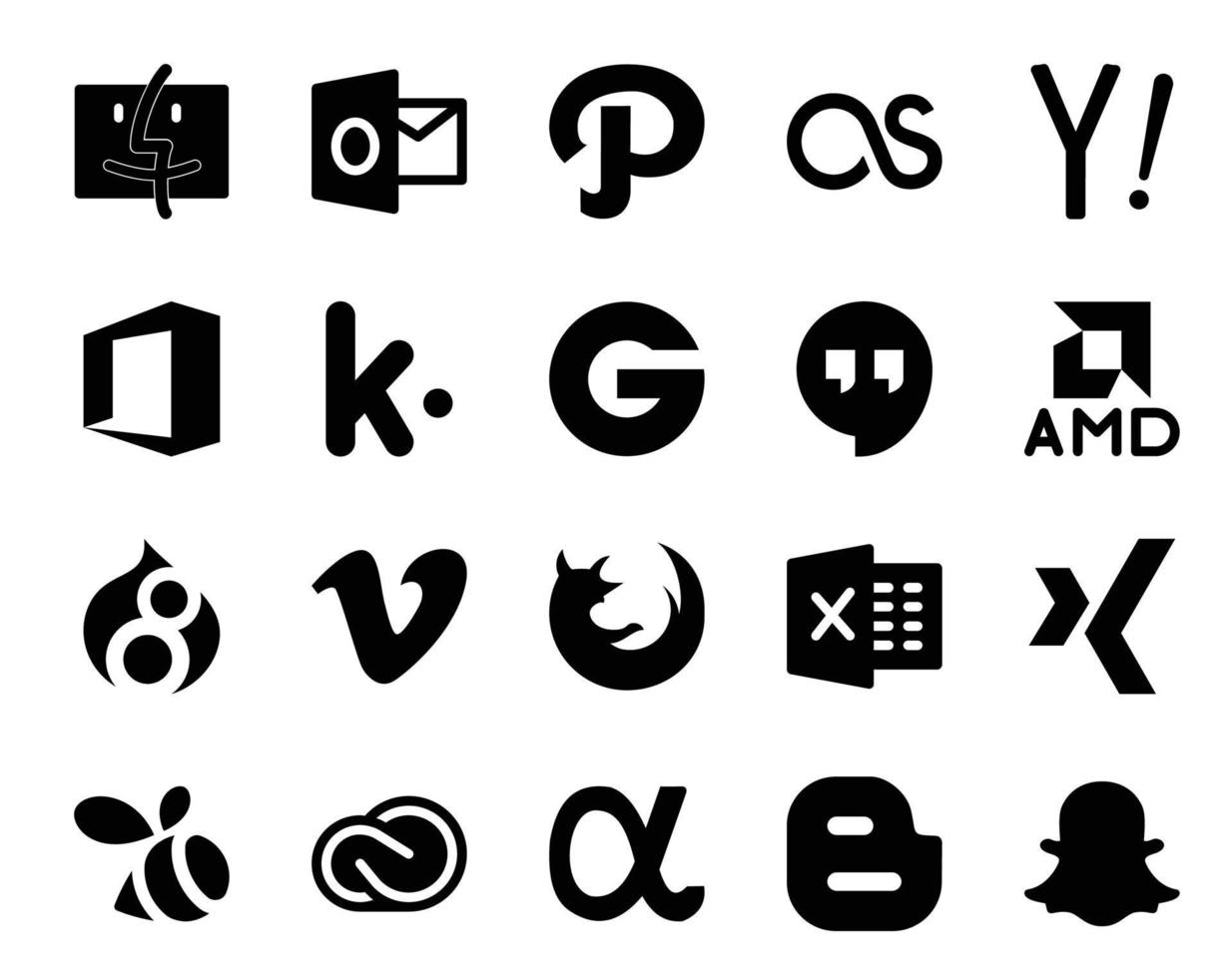 20 Social Media Icon Pack Including xing browser groupon firefox vimeo vector