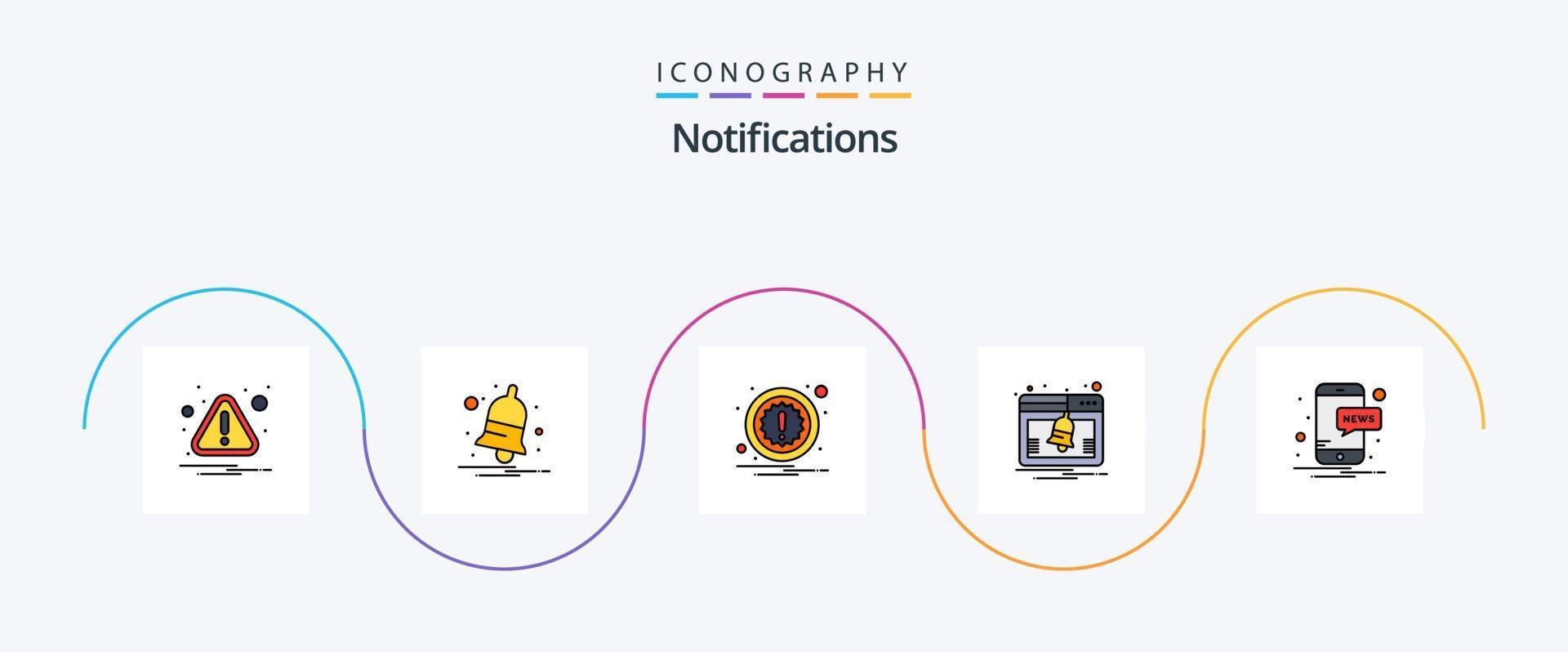 Notifications Line Filled Flat 5 Icon Pack Including notification. mobile. alert. notification. activity vector