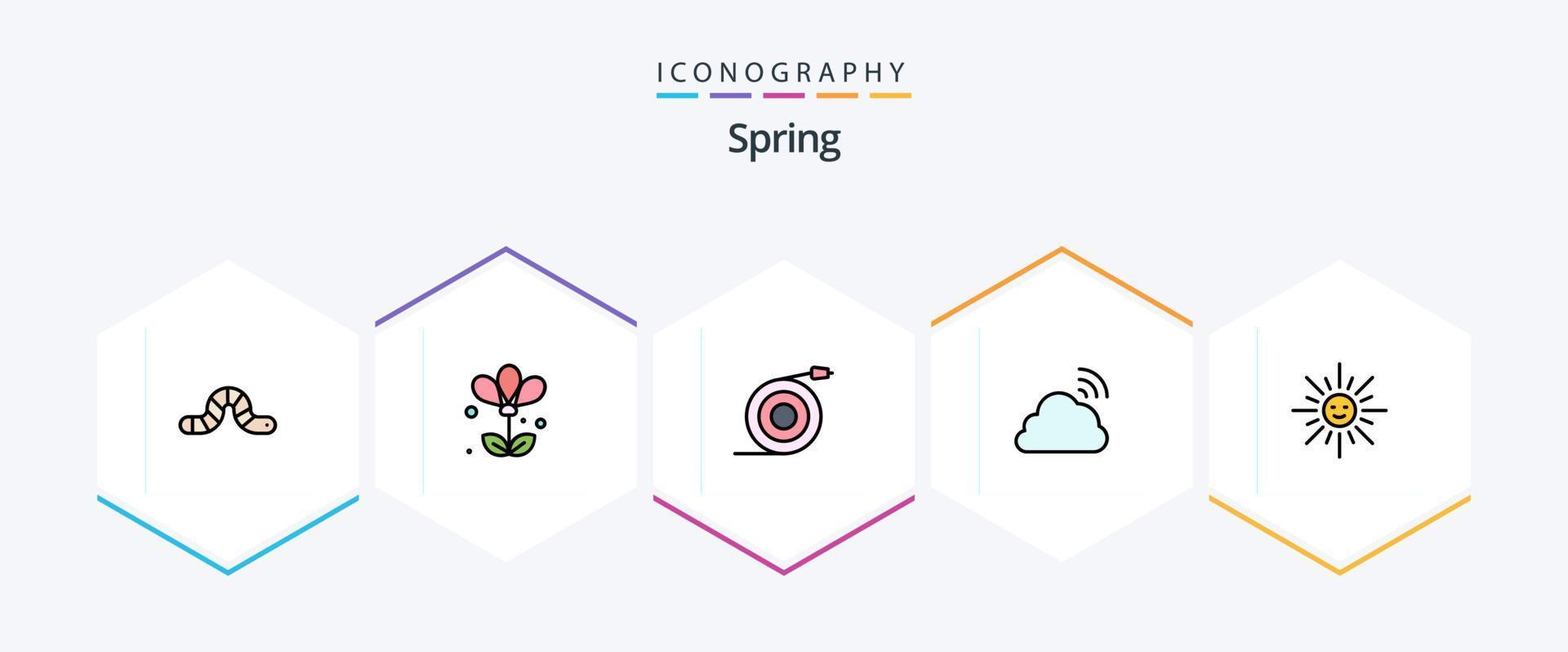 Spring 25 FilledLine icon pack including brightness. spring. curved. sky. cloud vector