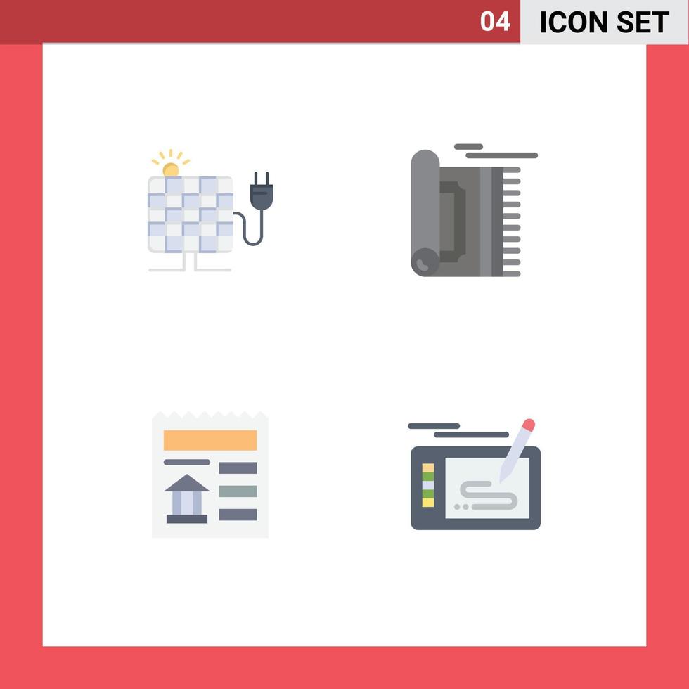 Modern Set of 4 Flat Icons and symbols such as energy basic plug rug ui Editable Vector Design Elements