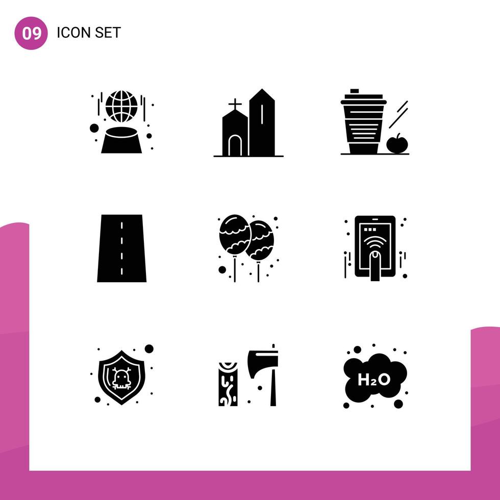 Pictogram Set of 9 Simple Solid Glyphs of path infrastructure monastery driveway drink Editable Vector Design Elements