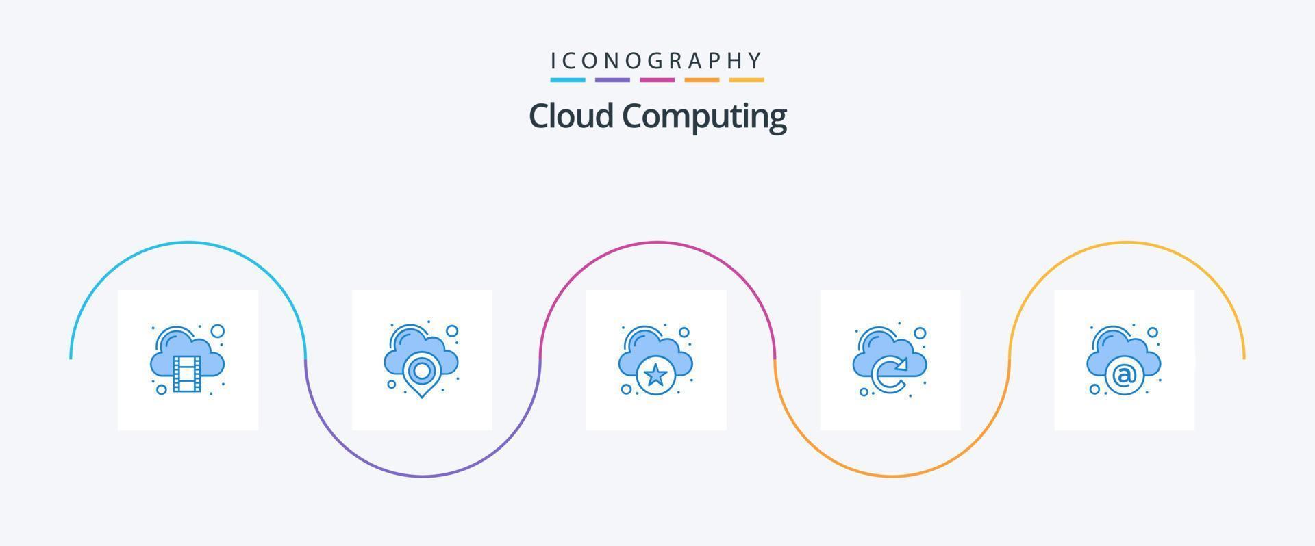 Cloud Computing Blue 5 Icon Pack Including mail. rating. refresh. cloud vector