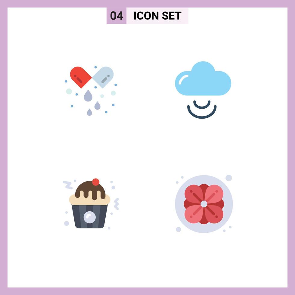 conjunto de 4 4 moderno ui íconos símbolos señales para cápsula rápido