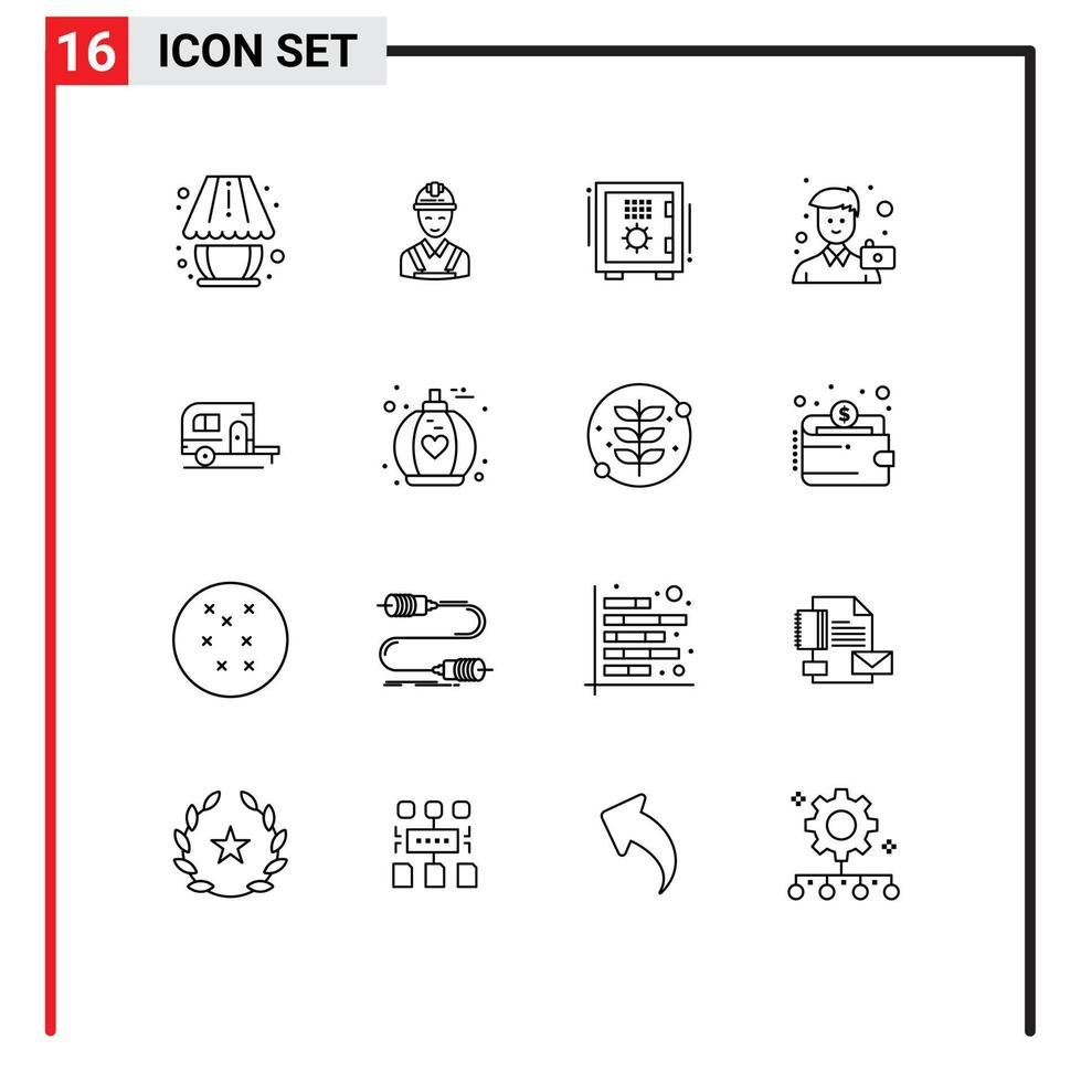 Set of 16 Commercial Outlines pack for photo image repair camera safe Editable Vector Design Elements