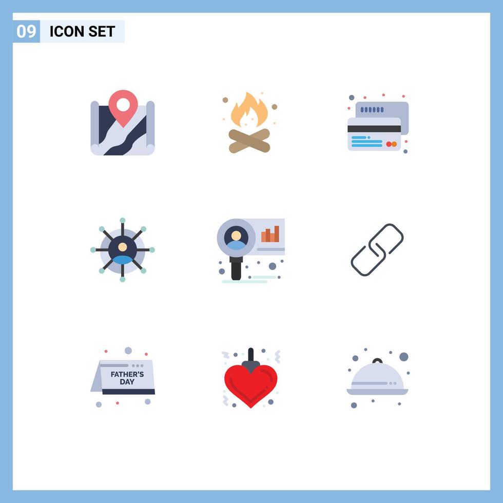 9 Flat Color concept for Websites Mobile and Apps chart networking hot business credit Editable Vector Design Elements