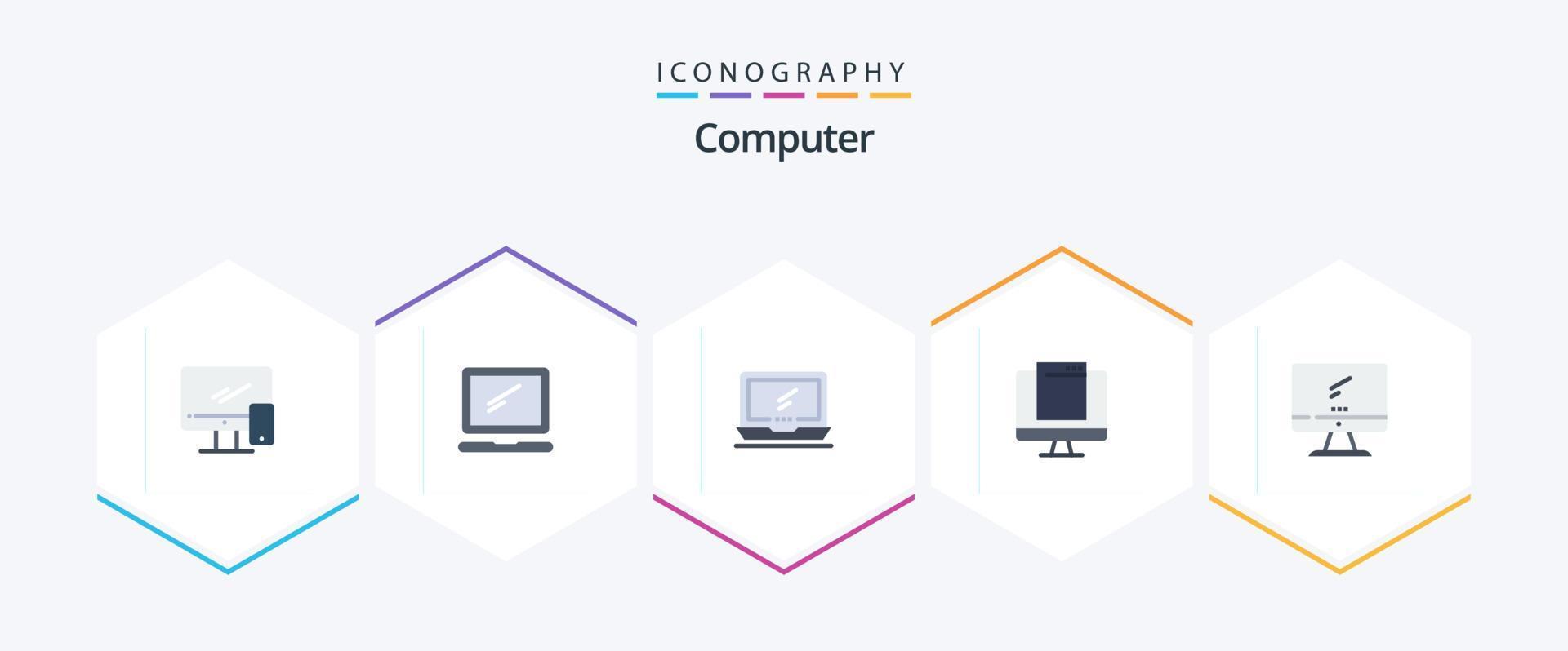 computadora 25 plano icono paquete incluso dispositivo. computadora. imac. surgir. dispositivo vector