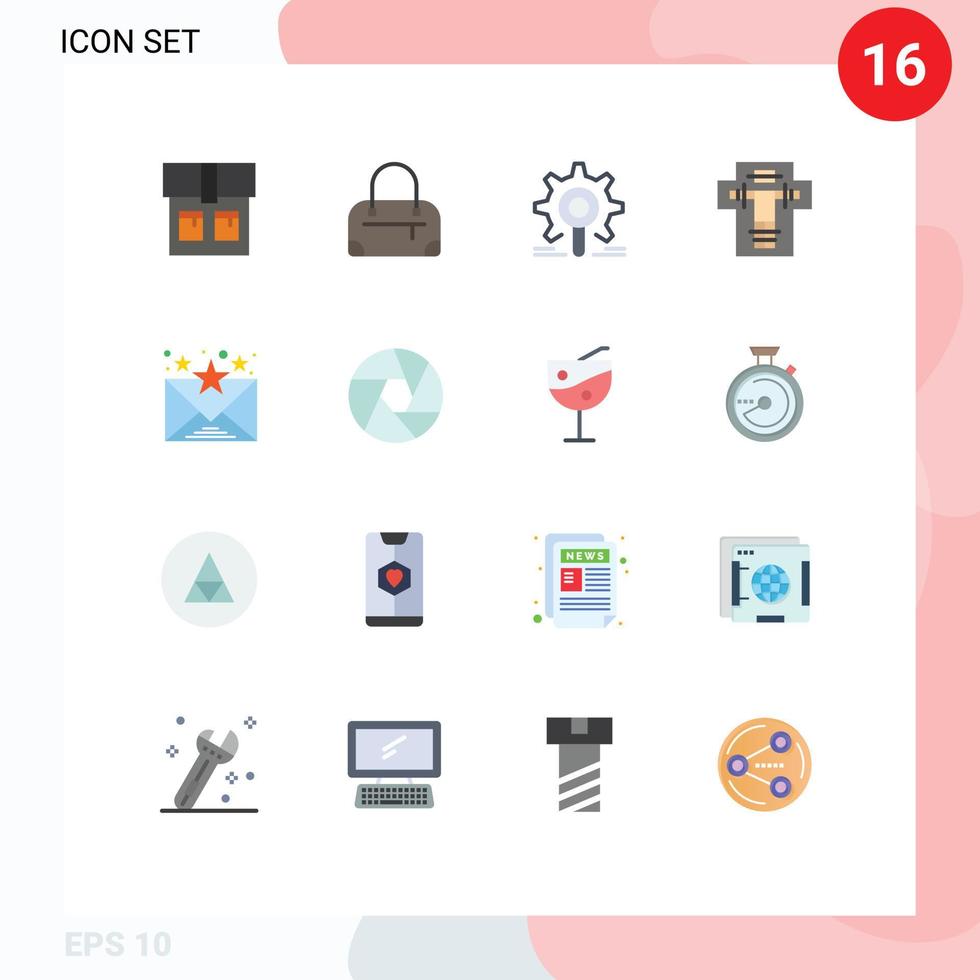 Group of 16 Modern Flat Colors Set for focus aperture death communication email Editable Pack of Creative Vector Design Elements