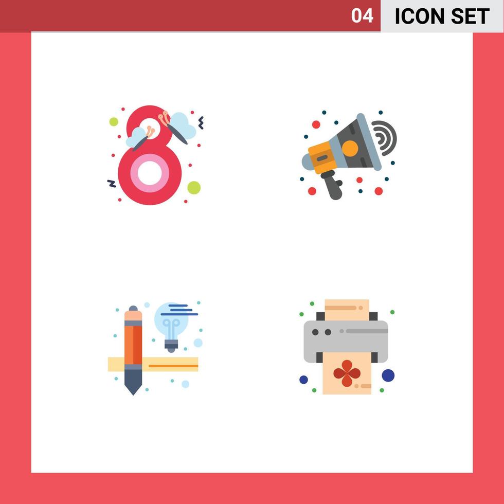 Set of 4 Vector Flat Icons on Grid for beauty creative fashion advertisement tools Editable Vector Design Elements