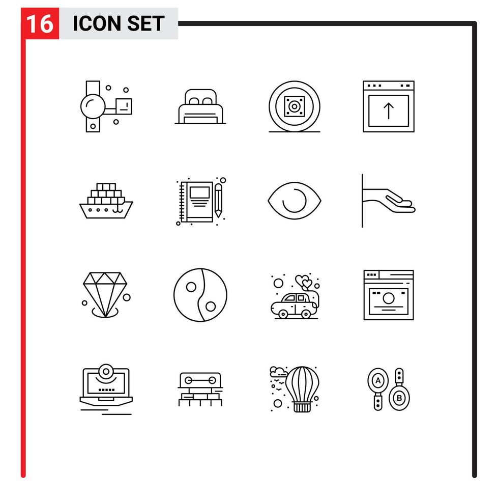 User Interface Pack of 16 Basic Outlines of cargo interface hotel browser sound Editable Vector Design Elements