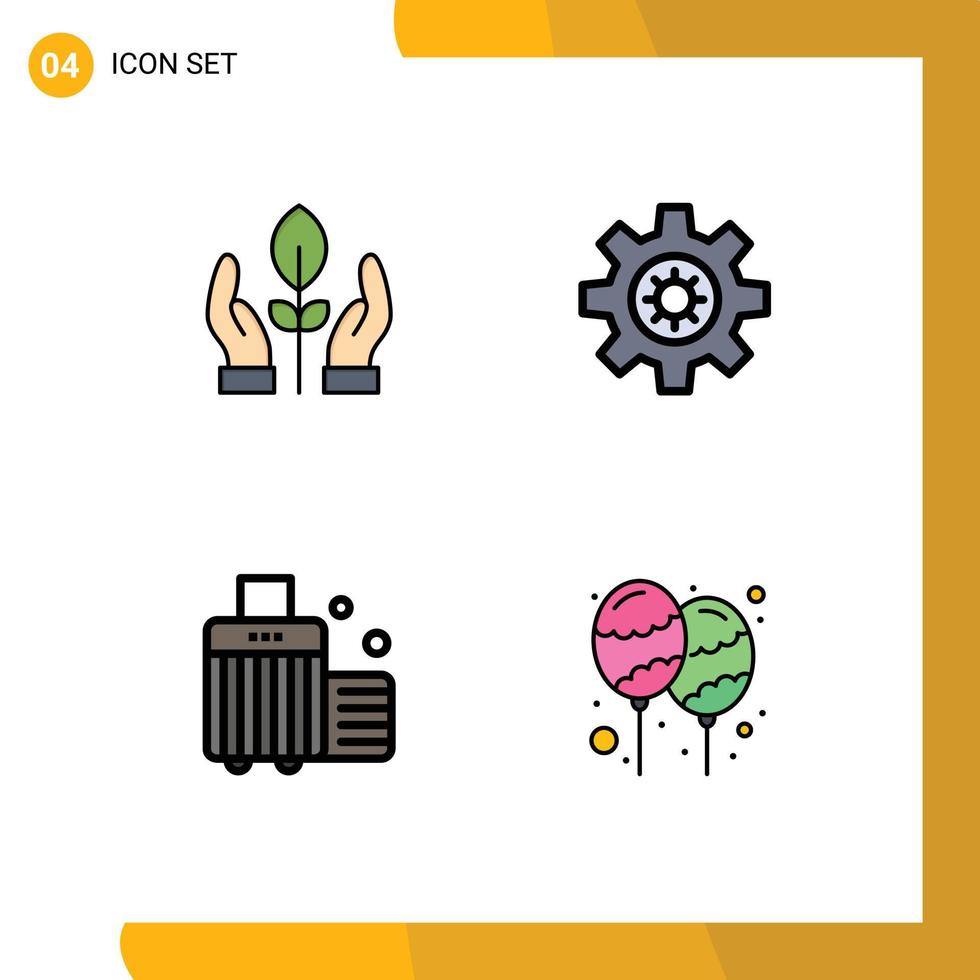 Modern Set of 4 Filledline Flat Colors and symbols such as conservation case energy motivation balloon Editable Vector Design Elements