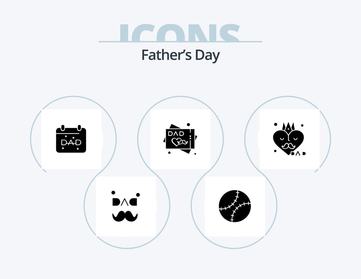 Fathers Day Glyph Icon Pack 5 Icon Design. father. accessories. calendar. wishes. fathers day greeting card vector