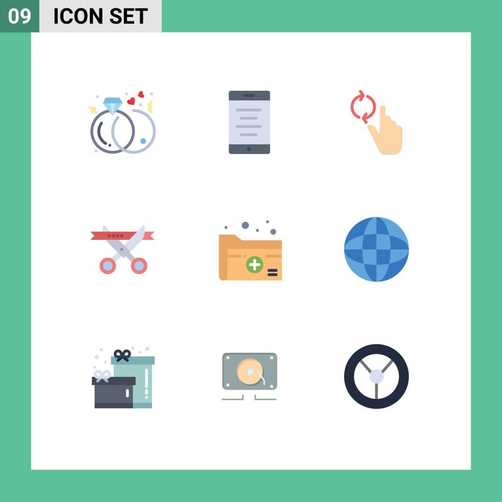 Set of 9 Modern UI Icons Symbols Signs for healthcare document hand opening ceremony Editable Vector Design Elements