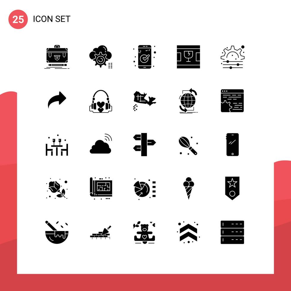 25 Universal Solid Glyphs Set for Web and Mobile Applications shapes delivery computing broken essential Editable Vector Design Elements