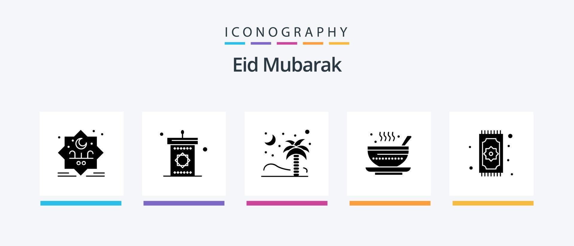 Eid Mubarak Glyph 5 Icon Pack Including tea. dish. eid. soup. islamic. Creative Icons Design vector