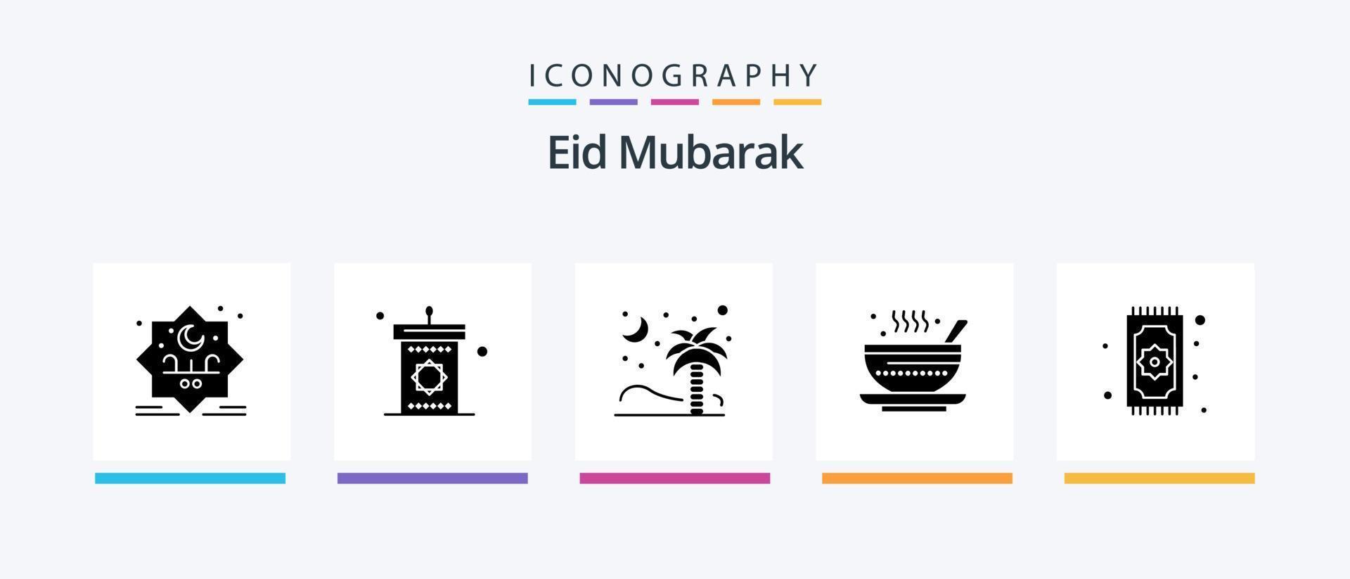 eid Mubarak glifo 5 5 icono paquete incluso té. plato. Eid. sopa. islámico. creativo íconos diseño vector