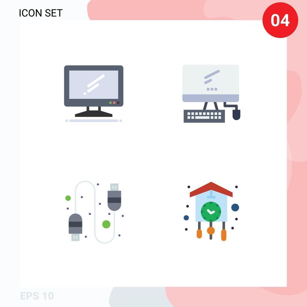 Stock Vector Icon Pack of 4 Line Signs and Symbols for computer home imac connection cuckoo Editable Vector Design Elements