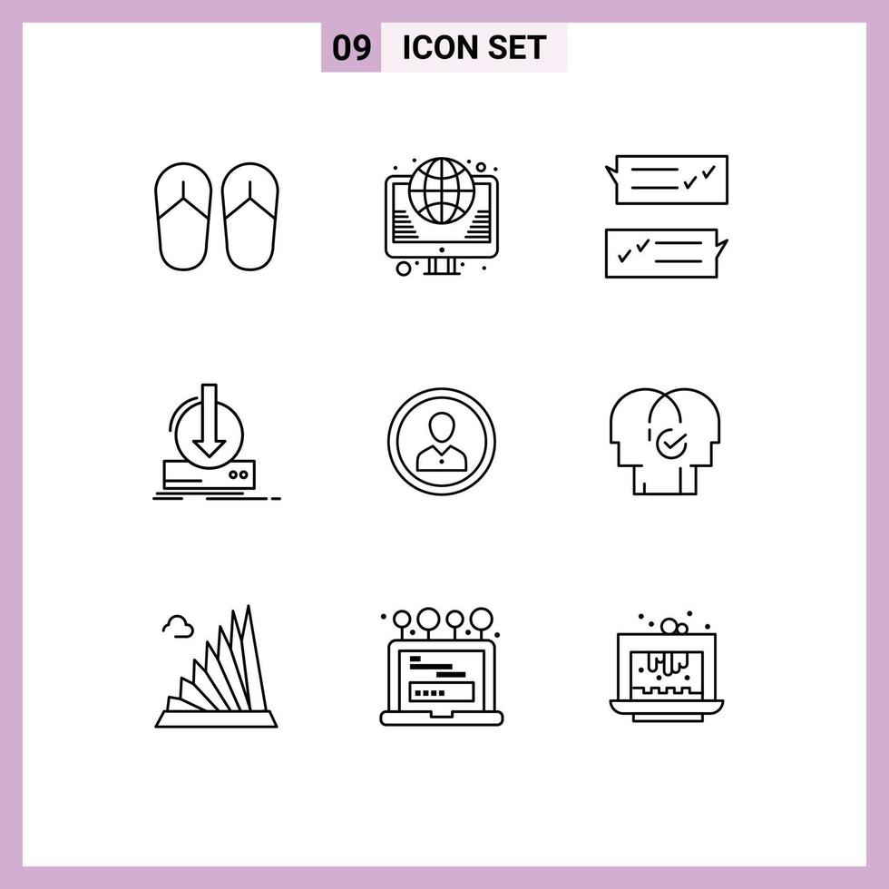 9 Universal Outline Signs Symbols of game dlc chat content support Editable Vector Design Elements