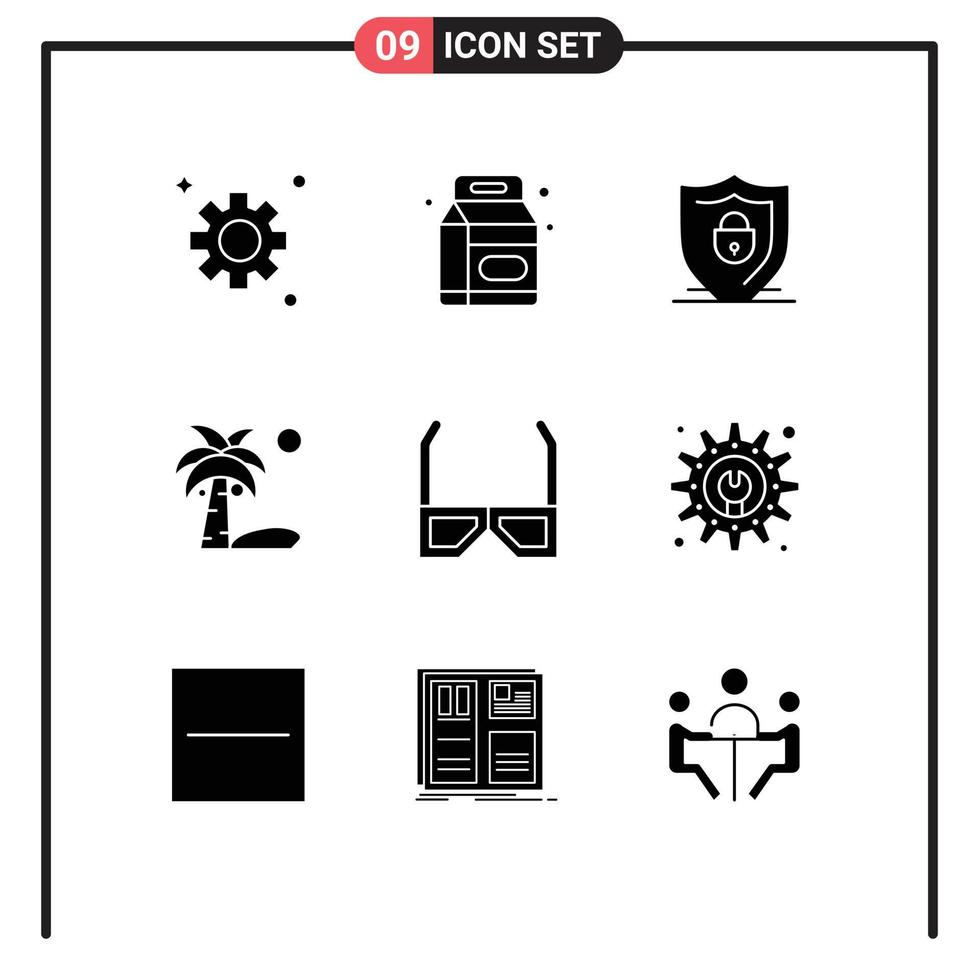 9 9 universal sólido glifo señales símbolos de hd entretenimiento proteger verano Coco editable vector diseño elementos