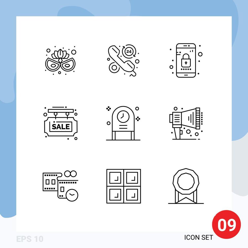 Modern Set of 9 Outlines and symbols such as celebration sale board app sale info Editable Vector Design Elements