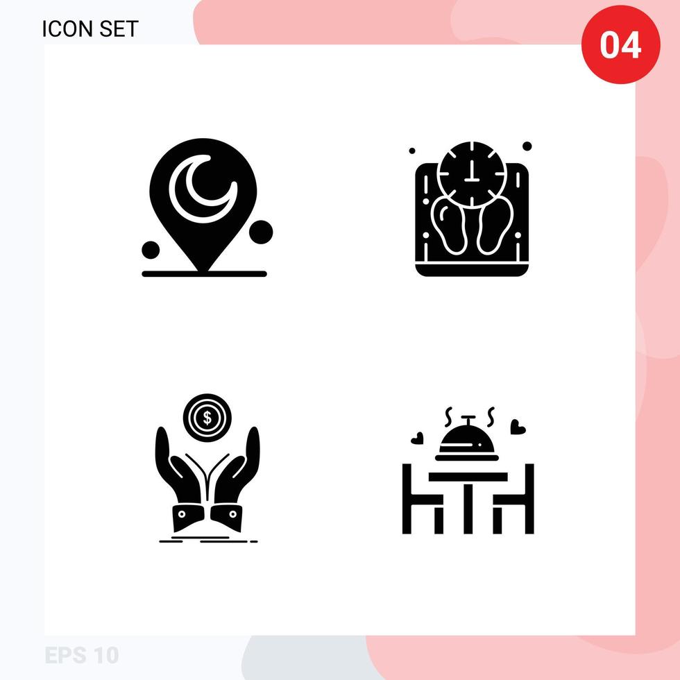 Stock Vector Icon Pack of 4 Line Signs and Symbols for minaret stack diet scale income Editable Vector Design Elements