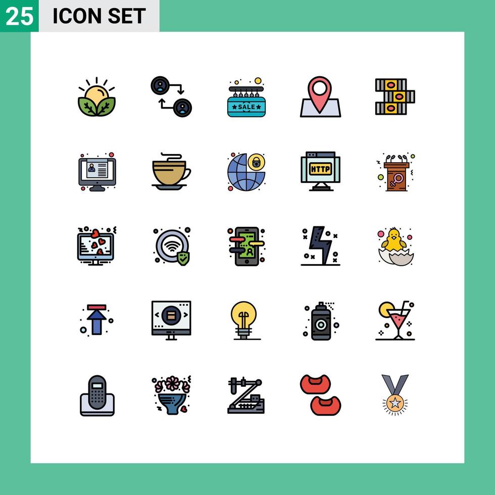 25 Creative Icons Modern Signs and Symbols of education pad lock board map holiday Editable Vector Design Elements