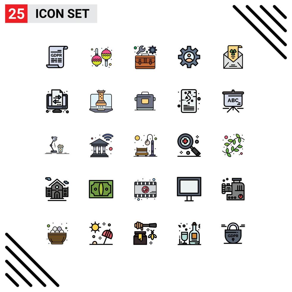 Set of 25 Modern UI Icons Symbols Signs for envelope e repair use controls Editable Vector Design Elements