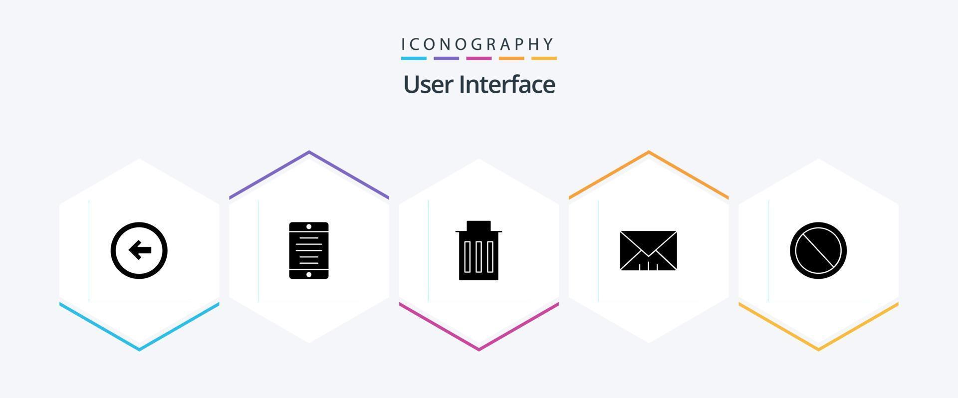 User Interface 25 Glyph icon pack including no. user. user. message. user vector