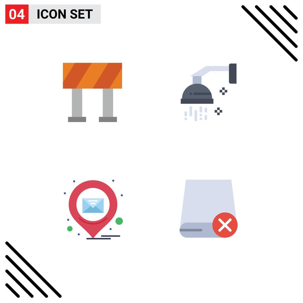 Stock Vector Icon Pack of 4 Line Signs and Symbols for block pin beauty shower computers Editable Vector Design Elements