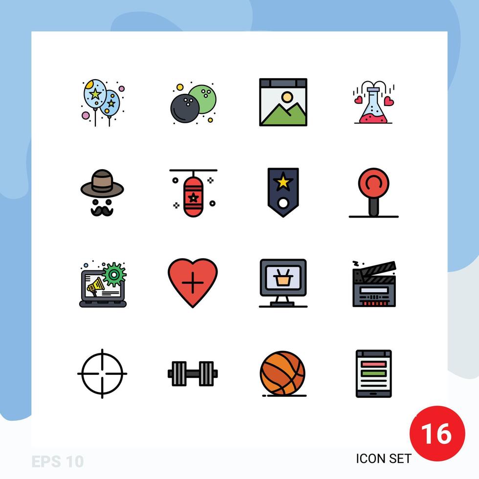 Set of 16 Modern UI Icons Symbols Signs for fathers brim page avatar heart Editable Creative Vector Design Elements