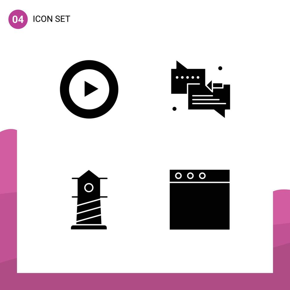 Solid Glyph Pack of 4 Universal Symbols of studio house chat arrow mac Editable Vector Design Elements