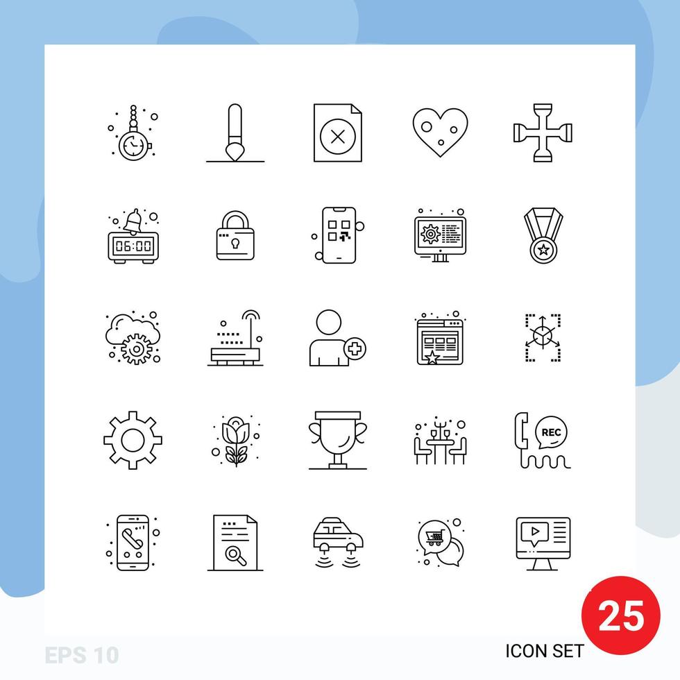 Pictogram Set of 25 Simple Lines of setting cross delete favorite love Editable Vector Design Elements