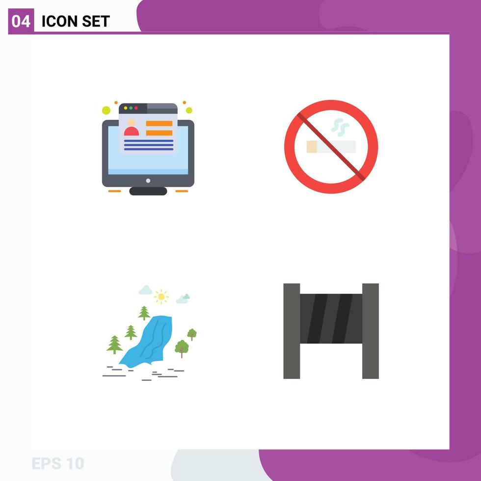 Flat Icon Pack of 4 Universal Symbols of conversion pain web travel nature Editable Vector Design Elements
