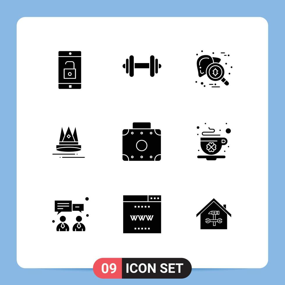Pictogram Set of 9 Simple Solid Glyphs of briefcase education checkup content virus Editable Vector Design Elements
