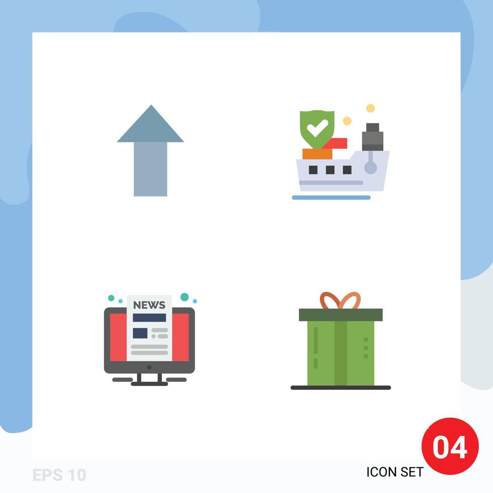 Modern Set of 4 Flat Icons and symbols such as arrow screen ship computer gift Editable Vector Design Elements