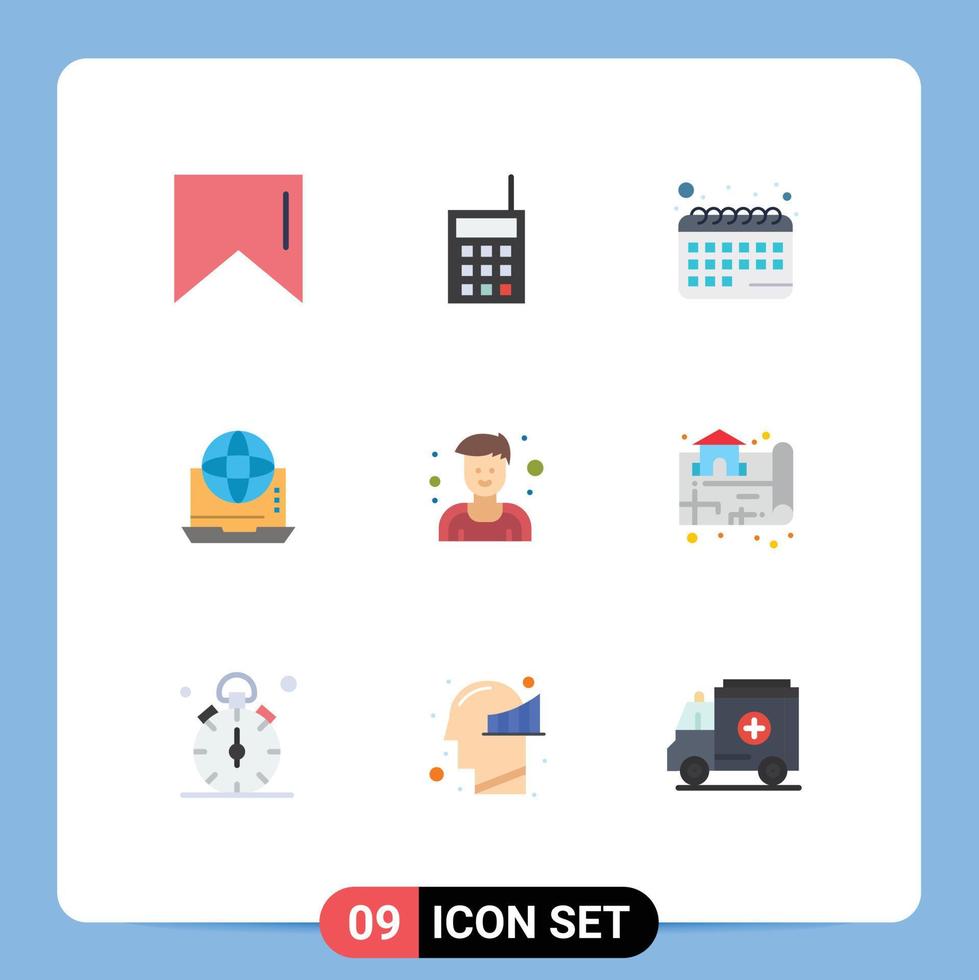 Stock Vector Icon Pack of 9 Line Signs and Symbols for man online calendar network communication Editable Vector Design Elements