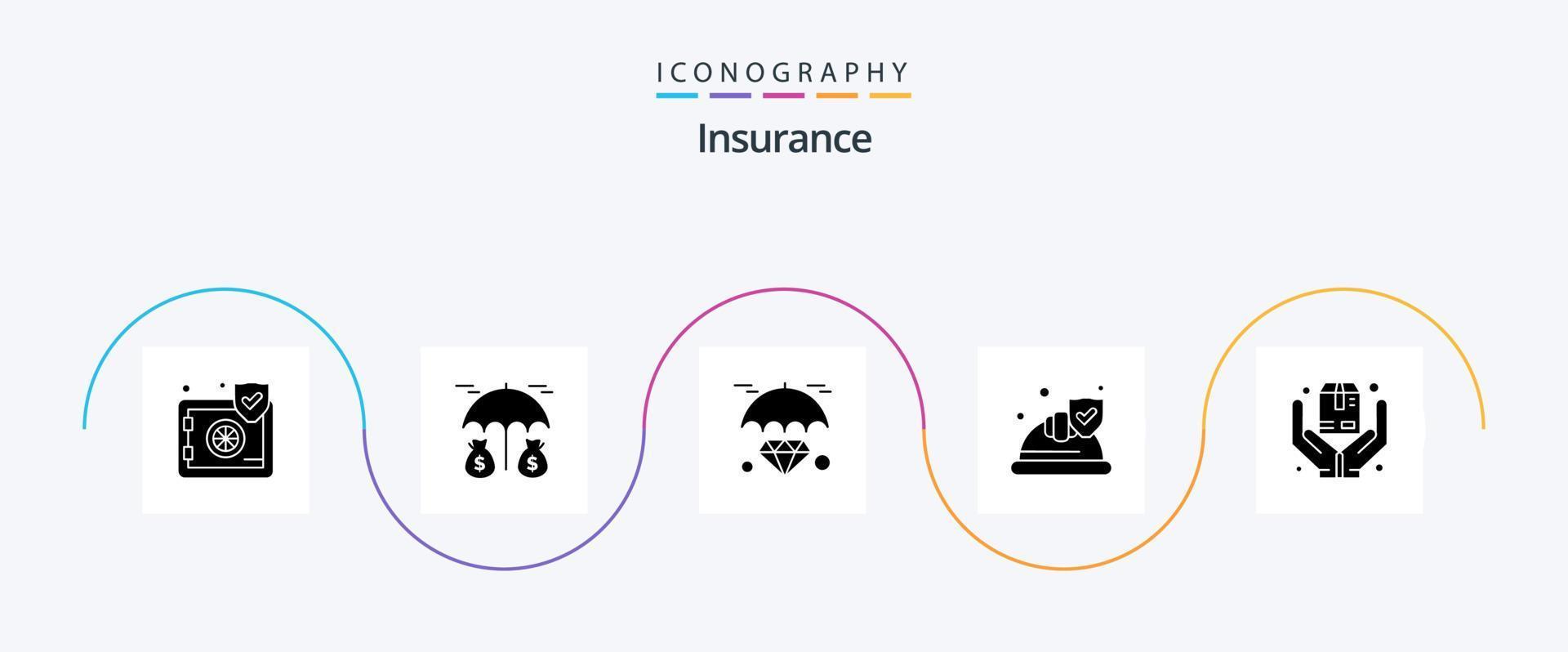Insurance Glyph 5 Icon Pack Including safe. hands. hold. shield. insurance vector